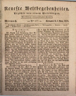 Neueste Weltbegebenheiten (Kemptner Zeitung) Mittwoch 5. November 1823