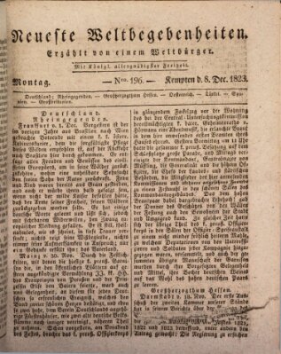 Neueste Weltbegebenheiten (Kemptner Zeitung) Montag 8. Dezember 1823