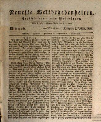 Neueste Weltbegebenheiten (Kemptner Zeitung) Mittwoch 7. Januar 1824