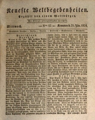 Neueste Weltbegebenheiten (Kemptner Zeitung) Mittwoch 21. Januar 1824