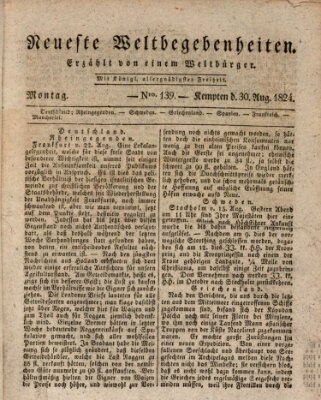 Neueste Weltbegebenheiten (Kemptner Zeitung) Montag 30. August 1824