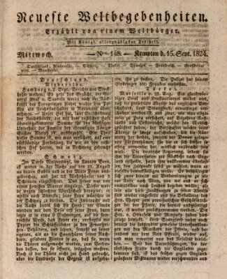 Neueste Weltbegebenheiten (Kemptner Zeitung) Mittwoch 15. September 1824