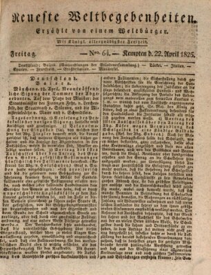 Neueste Weltbegebenheiten (Kemptner Zeitung) Freitag 22. April 1825