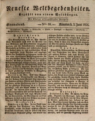 Neueste Weltbegebenheiten (Kemptner Zeitung) Samstag 3. Juni 1826