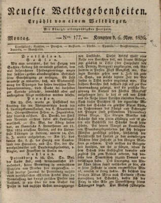 Neueste Weltbegebenheiten (Kemptner Zeitung) Montag 6. November 1826