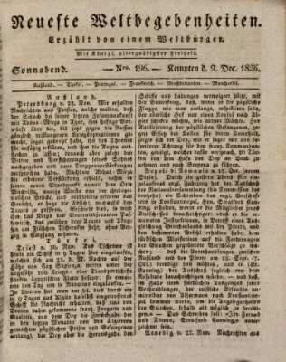 Neueste Weltbegebenheiten (Kemptner Zeitung) Samstag 9. Dezember 1826