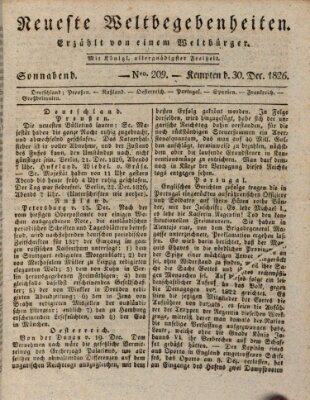 Neueste Weltbegebenheiten (Kemptner Zeitung) Samstag 30. Dezember 1826