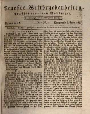 Neueste Weltbegebenheiten (Kemptner Zeitung) Samstag 3. Februar 1827
