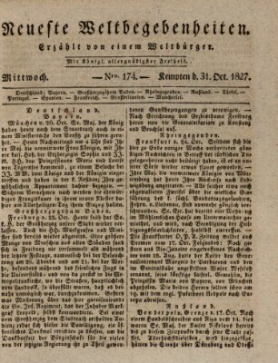 Neueste Weltbegebenheiten (Kemptner Zeitung) Mittwoch 31. Oktober 1827