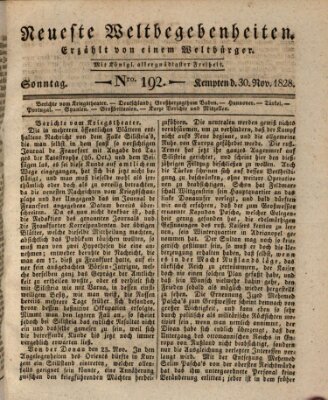 Neueste Weltbegebenheiten (Kemptner Zeitung) Sonntag 30. November 1828