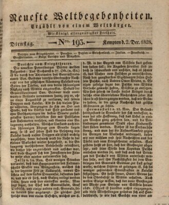 Neueste Weltbegebenheiten (Kemptner Zeitung) Dienstag 2. Dezember 1828