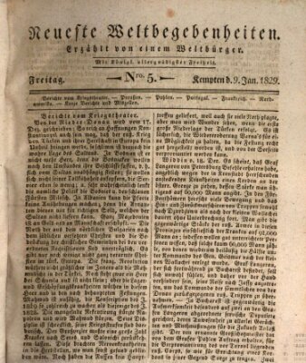 Neueste Weltbegebenheiten (Kemptner Zeitung) Freitag 9. Januar 1829