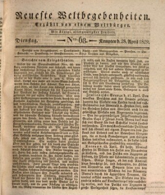 Neueste Weltbegebenheiten (Kemptner Zeitung) Dienstag 28. April 1829