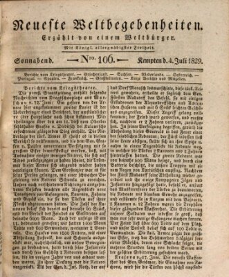 Neueste Weltbegebenheiten (Kemptner Zeitung) Samstag 4. Juli 1829