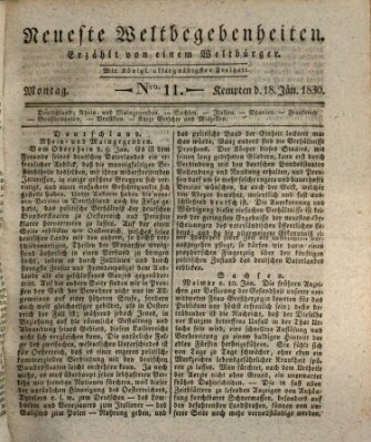 Neueste Weltbegebenheiten (Kemptner Zeitung) Montag 18. Januar 1830