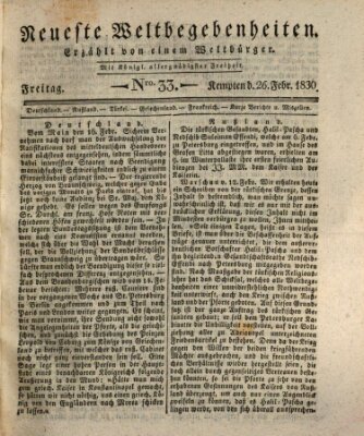 Neueste Weltbegebenheiten (Kemptner Zeitung) Freitag 26. Februar 1830