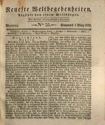Neueste Weltbegebenheiten (Kemptner Zeitung) Montag 1. März 1830