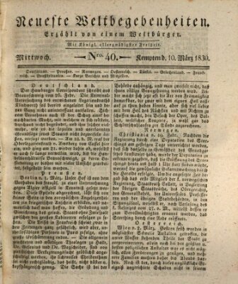 Neueste Weltbegebenheiten (Kemptner Zeitung) Mittwoch 10. März 1830