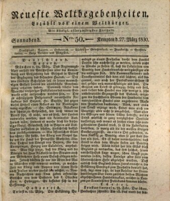 Neueste Weltbegebenheiten (Kemptner Zeitung) Samstag 27. März 1830