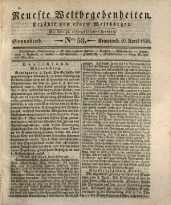 Neueste Weltbegebenheiten (Kemptner Zeitung) Samstag 10. April 1830