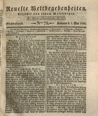 Neueste Weltbegebenheiten (Kemptner Zeitung) Samstag 1. Mai 1830