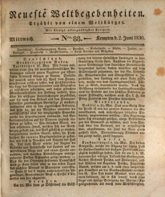 Neueste Weltbegebenheiten (Kemptner Zeitung) Mittwoch 2. Juni 1830