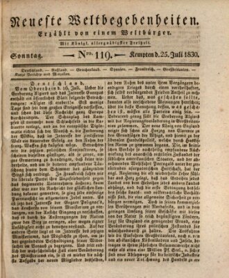 Neueste Weltbegebenheiten (Kemptner Zeitung) Sonntag 25. Juli 1830