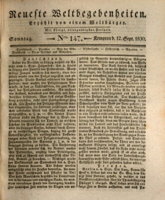 Neueste Weltbegebenheiten (Kemptner Zeitung) Sonntag 12. September 1830