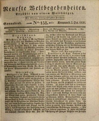 Neueste Weltbegebenheiten (Kemptner Zeitung) Samstag 2. Oktober 1830