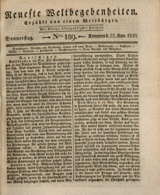 Neueste Weltbegebenheiten (Kemptner Zeitung) Donnerstag 25. November 1830