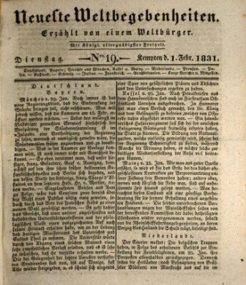 Neueste Weltbegebenheiten (Kemptner Zeitung) Dienstag 1. Februar 1831