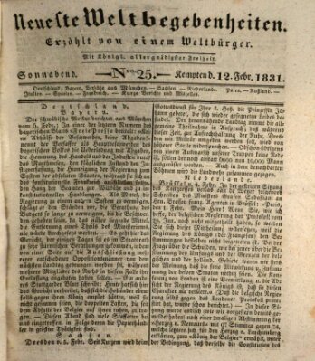 Neueste Weltbegebenheiten (Kemptner Zeitung) Samstag 12. Februar 1831