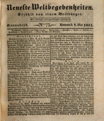 Neueste Weltbegebenheiten (Kemptner Zeitung) Samstag 7. Mai 1831