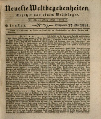 Neueste Weltbegebenheiten (Kemptner Zeitung) Dienstag 17. Mai 1831