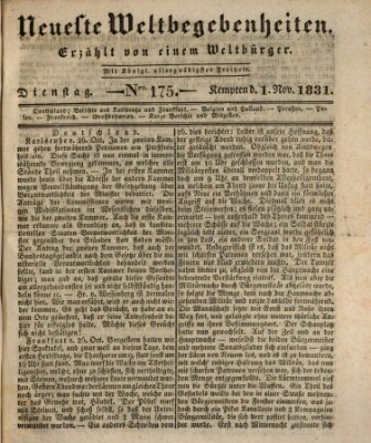 Neueste Weltbegebenheiten (Kemptner Zeitung) Dienstag 1. November 1831
