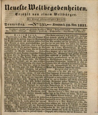 Neueste Weltbegebenheiten (Kemptner Zeitung) Donnerstag 10. November 1831