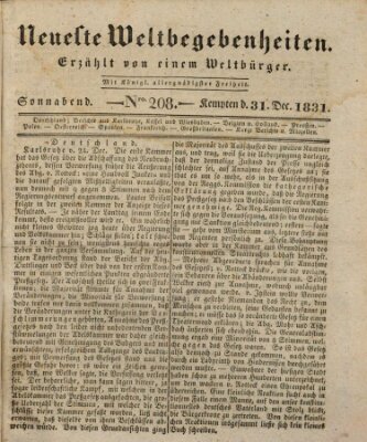 Neueste Weltbegebenheiten (Kemptner Zeitung) Samstag 31. Dezember 1831
