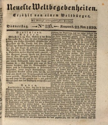 Neueste Weltbegebenheiten (Kemptner Zeitung) Donnerstag 21. November 1833