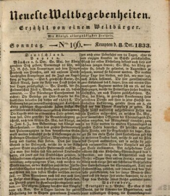 Neueste Weltbegebenheiten (Kemptner Zeitung) Sonntag 8. Dezember 1833