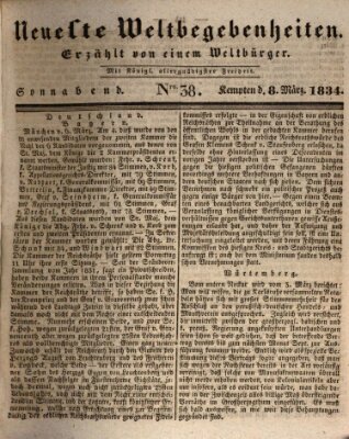 Neueste Weltbegebenheiten (Kemptner Zeitung) Samstag 8. März 1834