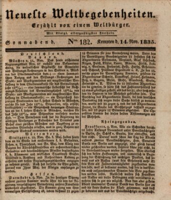 Neueste Weltbegebenheiten (Kemptner Zeitung) Samstag 14. November 1835