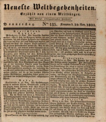 Neueste Weltbegebenheiten (Kemptner Zeitung) Donnerstag 19. November 1835