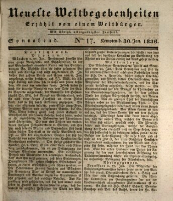 Neueste Weltbegebenheiten (Kemptner Zeitung) Samstag 30. Januar 1836