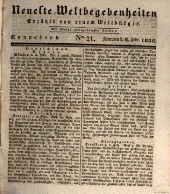 Neueste Weltbegebenheiten (Kemptner Zeitung) Samstag 6. Februar 1836