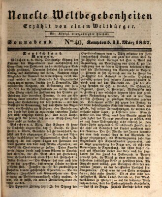 Neueste Weltbegebenheiten (Kemptner Zeitung) Samstag 11. März 1837