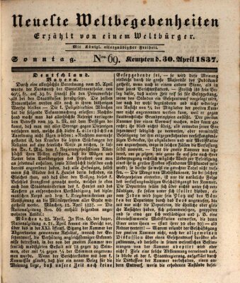 Neueste Weltbegebenheiten (Kemptner Zeitung) Sonntag 30. April 1837