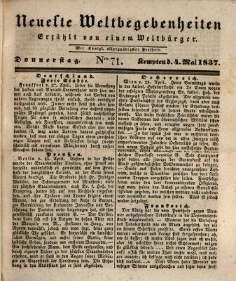 Neueste Weltbegebenheiten (Kemptner Zeitung) Donnerstag 4. Mai 1837
