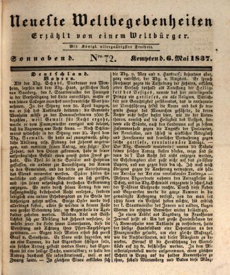 Neueste Weltbegebenheiten (Kemptner Zeitung) Samstag 6. Mai 1837