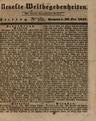 Neueste Weltbegebenheiten (Kemptner Zeitung) Freitag 20. Oktober 1837