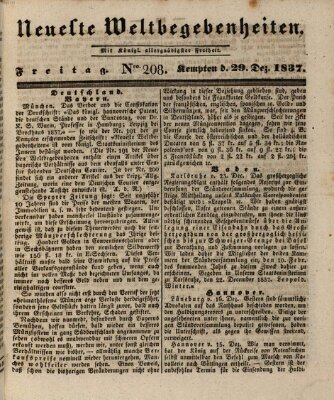 Neueste Weltbegebenheiten (Kemptner Zeitung) Freitag 29. Dezember 1837